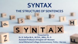 SYNTAX THE STRUCTURE OF SENTENCES - JMC