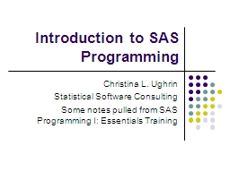 Introduction to SAS Programming