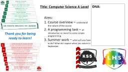 Computer Science Subject Presentation - Little Heath School
