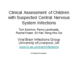 Clinical assessment of patients with suspected acute CNS infection ...