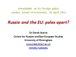 CREES Occasional Seminar 7 December 2011 Russia and the EU