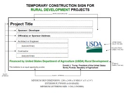 temporary construction sign for RURAL DEVELOPMENT projects