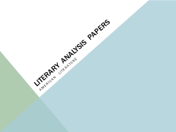 Literary analysis papers - ms. keeler