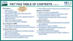 USDA FIET - Frequently Asked Questions