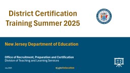 Regional District Training Summer 2025 - NJ.gov