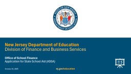 Application for State School Aid (ASSA) - NJ.gov