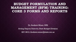 Budget Formulation and Management (BFM) Training: Core 4 ...