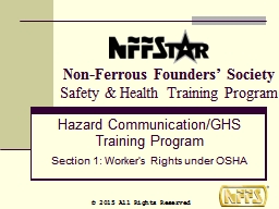 Non-Ferrous Founders' Society Safety & Health Training Program