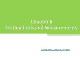 Chapter 6 Testing Tools and Measurements