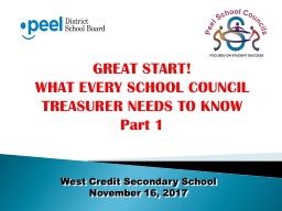 WHAT EVERY SCHOOL COUNCIL TREASURER NEEDS TO KNOW