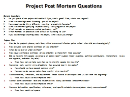Project Post Mortem Questions - ProjectManagement.com