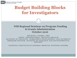Budget Building Blocks for Investigators - Regional Seminar 2015