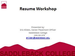 Resume Workshop - Saddleback College