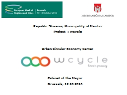 Mestna občina Maribor Projekt : Wcycle - SBRA