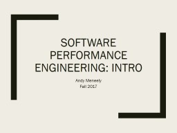Software Performance Engineering: Intro
