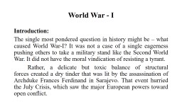 World War - I - SILAPATHAR COLLEGE