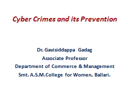 CYBER CRIMES & ITS PREVENTION