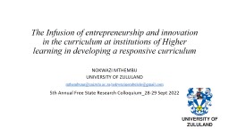 The Infusion of entrepreneurship and innovation in the curriculum at ...