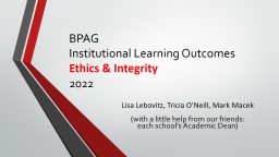 BPAG assignment on institutional learning outcomes 10/19/2021