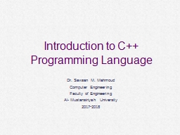 Introduction to C++ Programming Language
