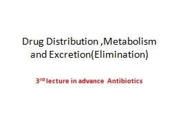 Drug Distribution ,Metabolism and Excretion(Elimination)