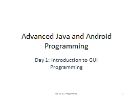 Advanced Java and Android Programming