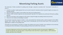 Monetizing Parking Assets - University of Toledo