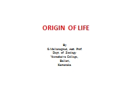 Origin of life - Veerashaiva College Ballari