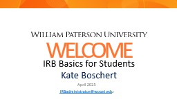 WP IRB Basics for Students (Powerpoint) - William Paterson University
